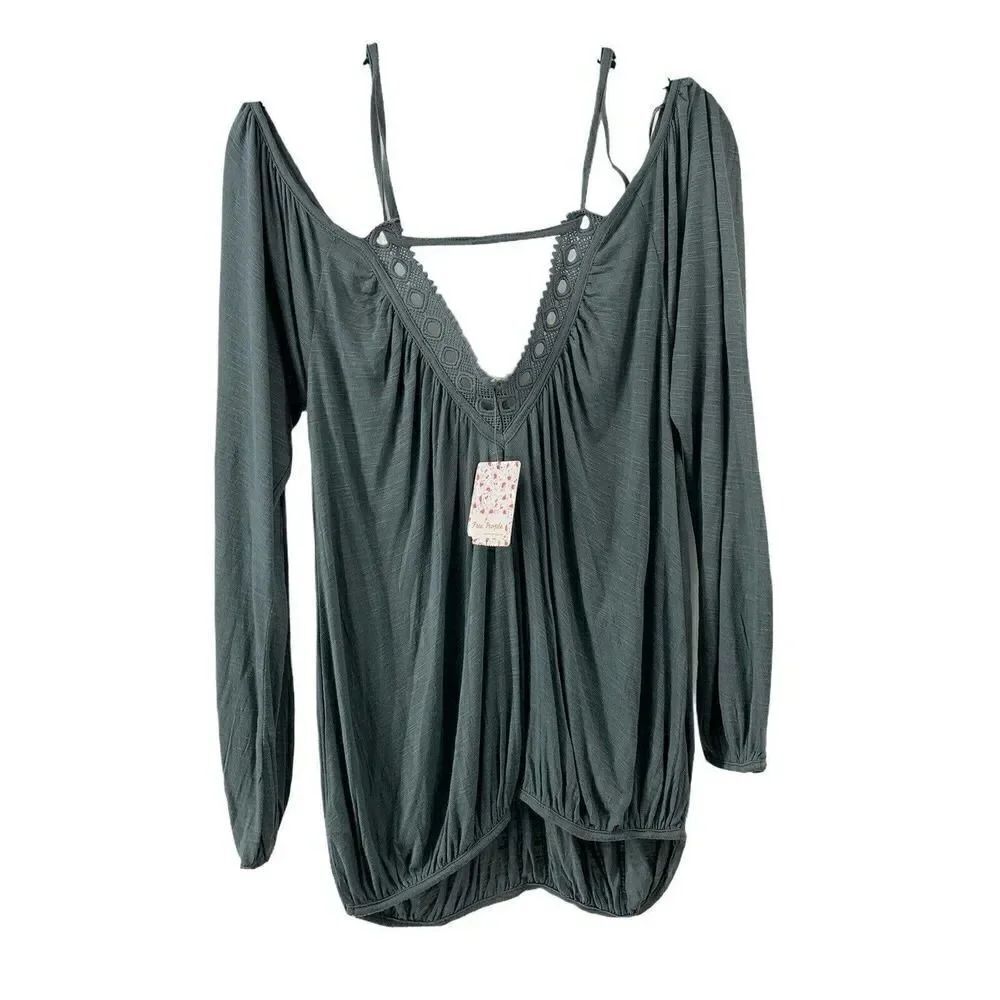 Free People Off The Shoulder Long Sleeve V Neck XS